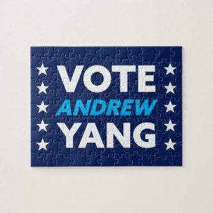 Vote Andrew Yang New York City Mayor Stars Blue Jigsaw Puzzle