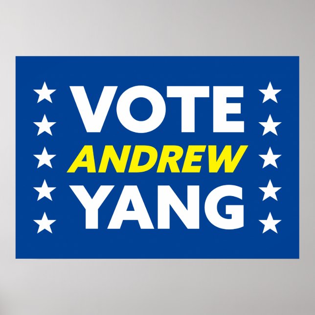 Vote Andrew Yang New York City Mayor Stars Blue Poster (Front)
