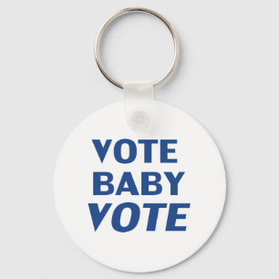 Vote Baby Vote - blue white Keychain