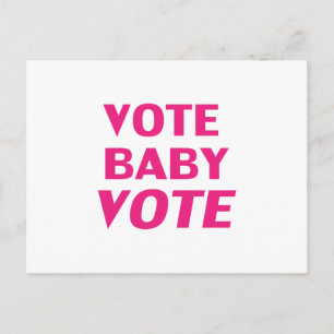 "Vote Baby Vote" hot pink, magenta, fuchsia, white Postcard