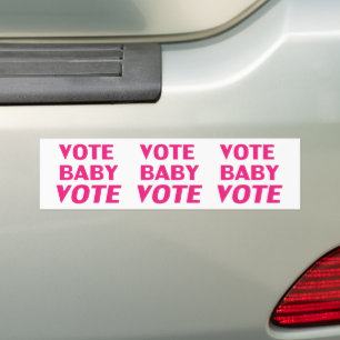 "vote baby vote" - pink / white - Bumper Sticker