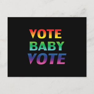 "Vote Baby Vote" pride lgbtq lgbt rainbow black Postcard