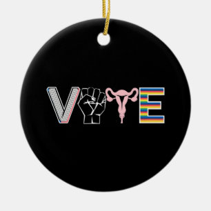 Vote Banned Books Reproductive Rights BLM LGBTQ Ceramic Ornament