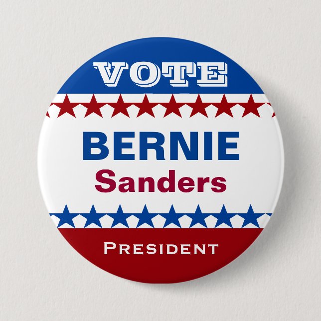 Vote Bernie Sanders President 3 Inch Round Button (Front)