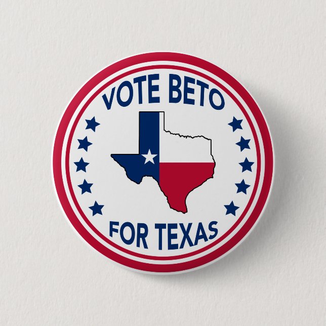 Vote Beto for Texas State Flag Stars 2022 Election 2 Inch Round Button (Front)