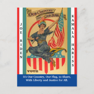 Vote Biden & Harris w Pretty Vintage Lady Liberty Postcard