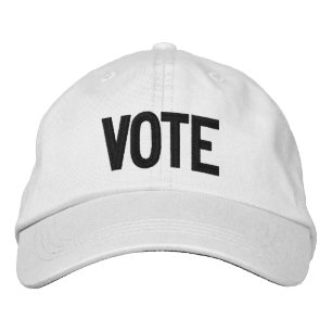 Vote, black and white modern embroidered hat