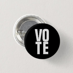 Vote Black and White Simple Text Template 1 Inch Round Button