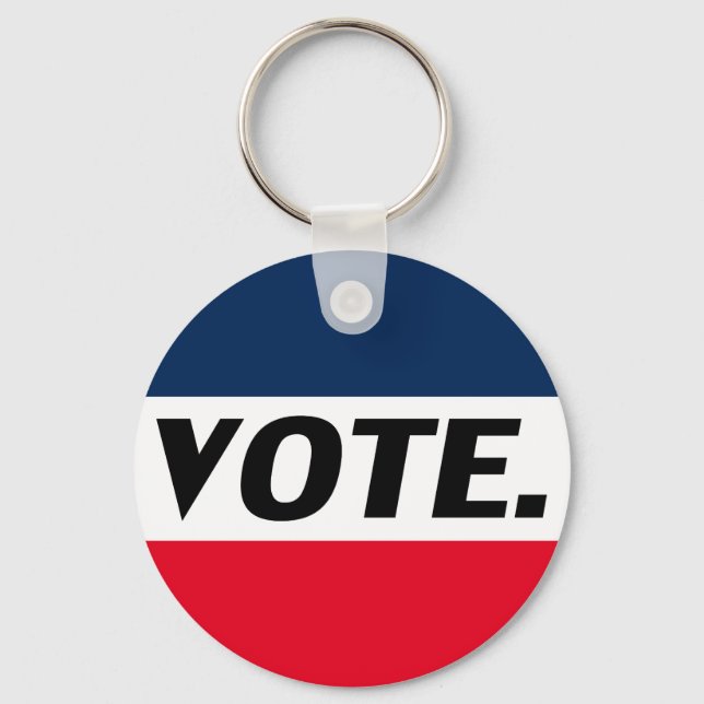 "Vote" Black letters, red blue white background Keychain (Front)