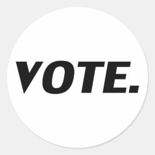 "vote" black letters, white background classic round sticker