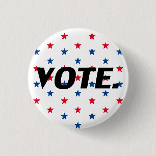 Vote black red white blue stars pattern patriotic 1 inch round button