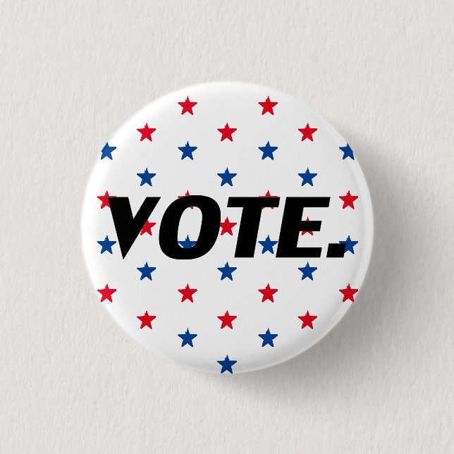 Vote black red white blue stars pattern patriotic 1 inch round button (Front)