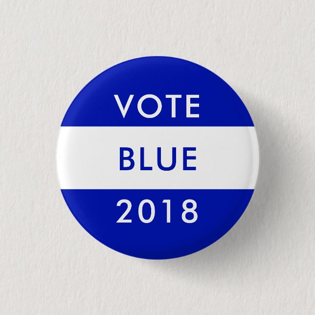 VOTE BLUE 2018 Midterm Election Democrats Wave 1 Inch Round Button (Front)
