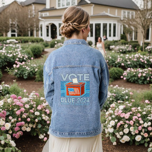 Vote Blue 2024 Ballot Box Presidential Denim Jacket