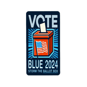 Vote Blue 2024 Ballot Box US Presidential Election Label