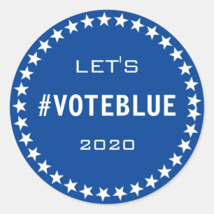 Vote Blue American Flag Theme Election Custom Classic Round Sticker