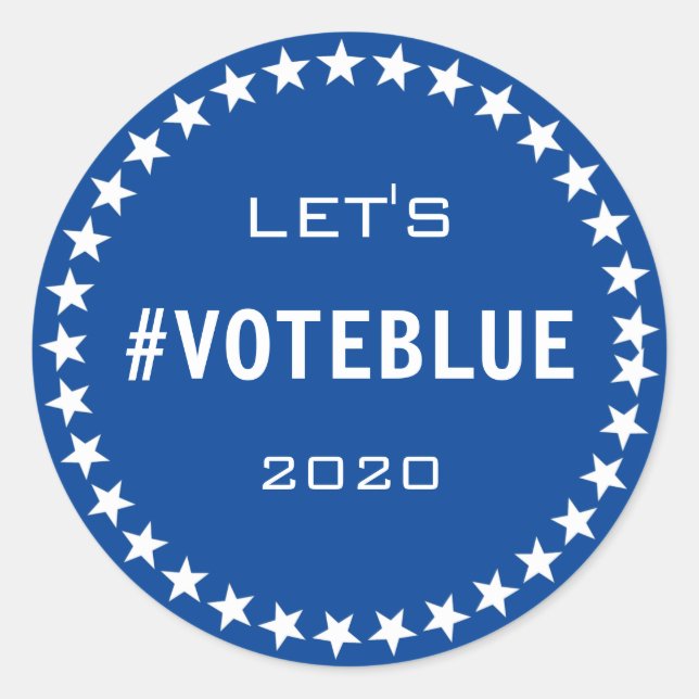 Vote Blue American Flag Theme Election Custom Classic Round Sticker (Front)