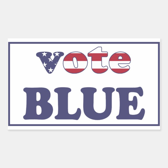 Vote Blue - American Flag Typography Sticker (Front)