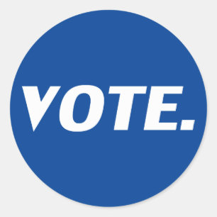 Vote blue and white classic round sticker