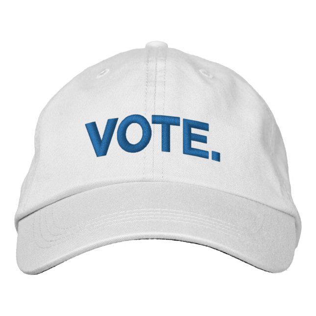 Vote blue and white modern embroidered hat (Front)