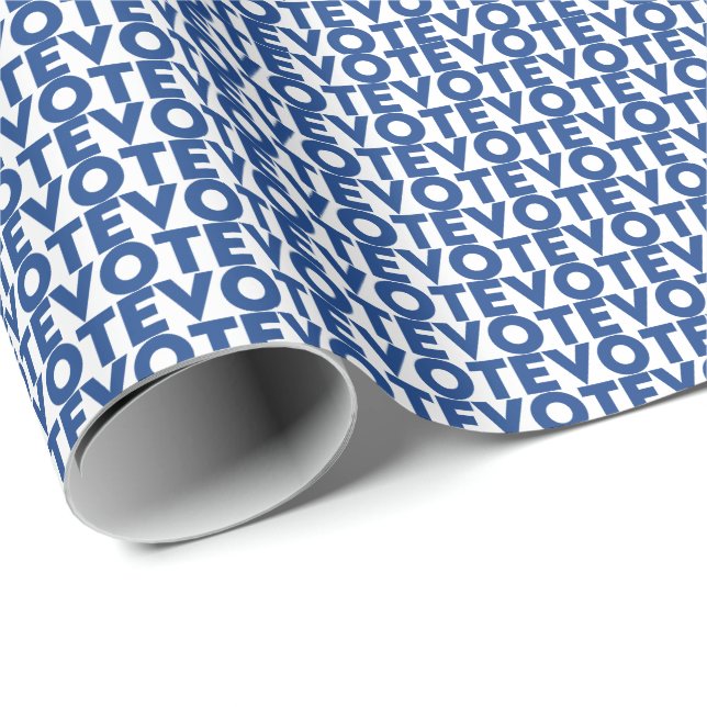 Vote blue and white modern typography pattern wrapping paper (Roll Corner)
