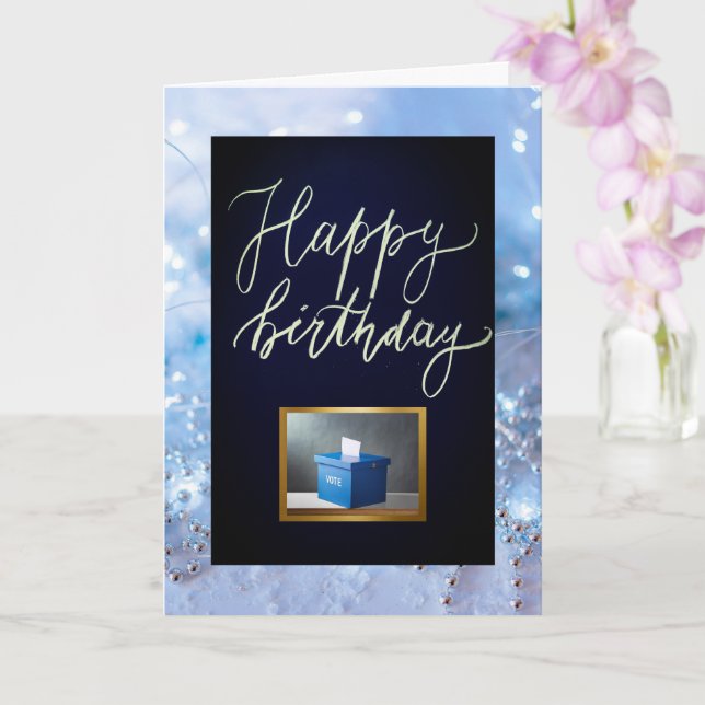 Vote Blue Birthday Card (Orchid)