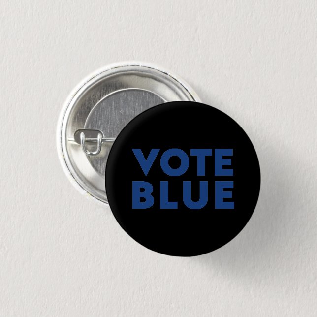 Vote Blue, black blue pin button (Front & Back)