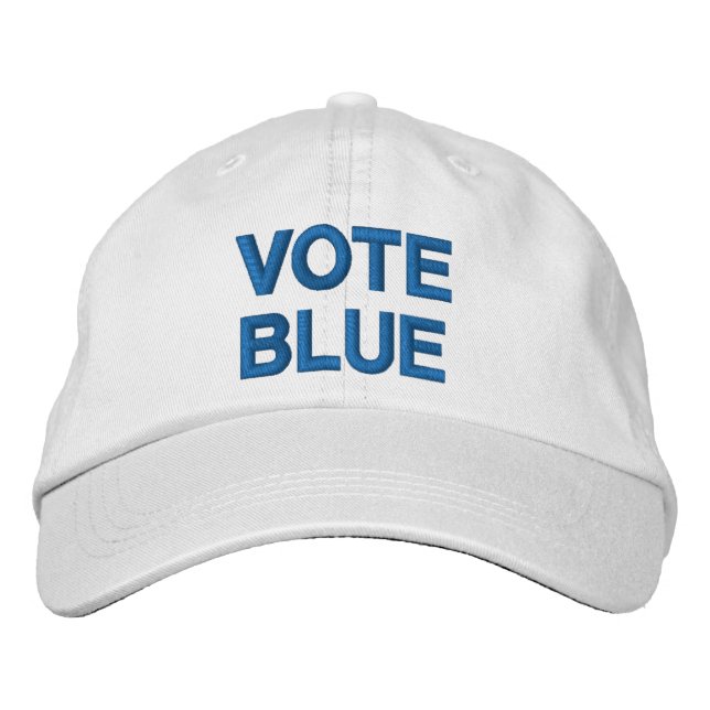 Vote Blue blue white democrat custom text modern Embroidered Hat (Front)