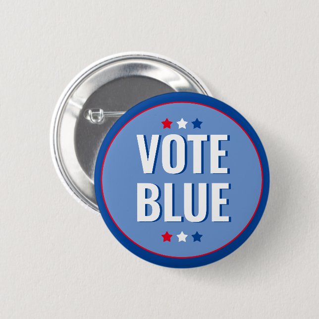 Vote Blue Bold Blue White Election 2 Inch Round Button (Front & Back)