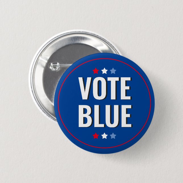 Vote Blue Bold Blue White Election 2 Inch Round Button (Front & Back)