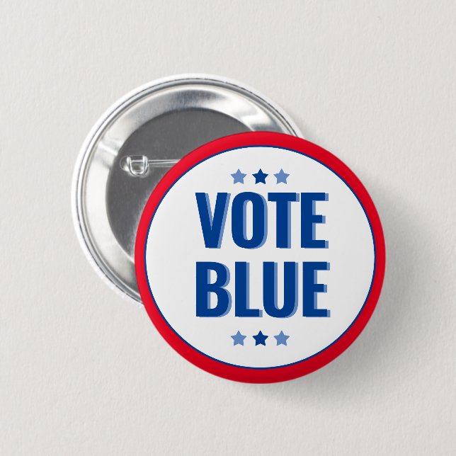 Vote Blue Bold Blue White Election 2 Inch Round Button (Front & Back)