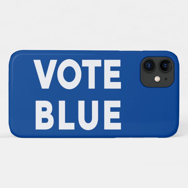 Vote Blue bold text on blue political election Case-Mate iPhone Case (Back (Horizontal))