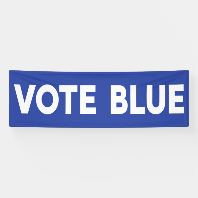 Vote Blue bold white text on blue political Banner (Horizontal)