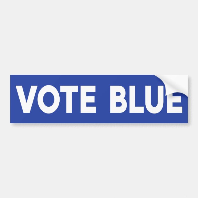Vote Blue bold white text on blue political Bumper Sticker (Front)