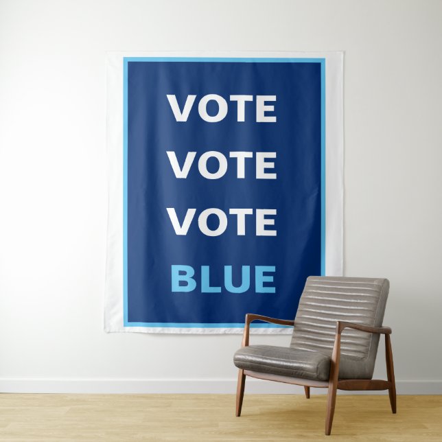 Vote Blue Democrat Selfie Background Backdrop Tapestry (In Situ)