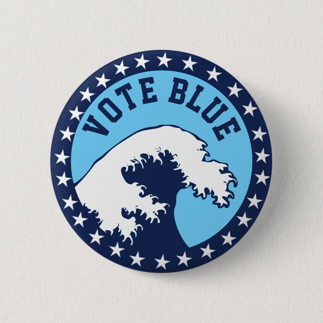 VOTE BLUE Democratic Blue Wave Political 2 Inch Round Button (Front)
