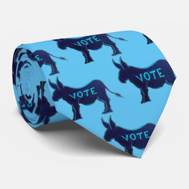 VOTE Blue Donkey Democratic Election Day USA Tie (Rolled)