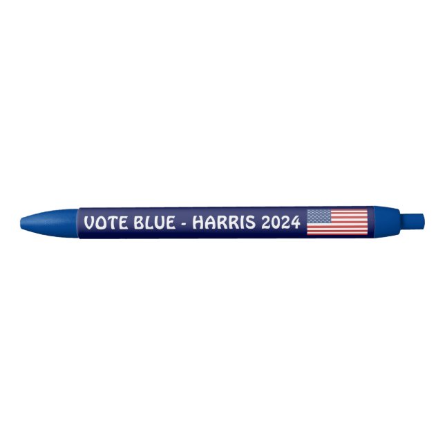 Vote Blue | Kamala Harris 2024 Political Election Black Ink Pen (Front)