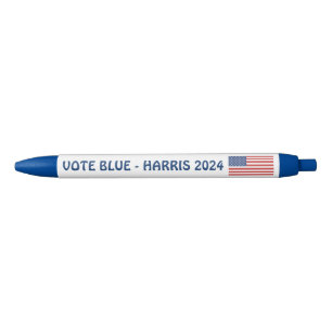 Vote Blue Kamala Harris 2024 Political Election Black Ink Pen