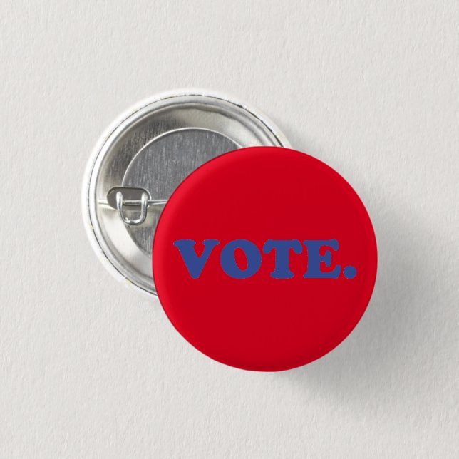 "Vote" blue letters - red background 1 Inch Round Button (Front & Back)