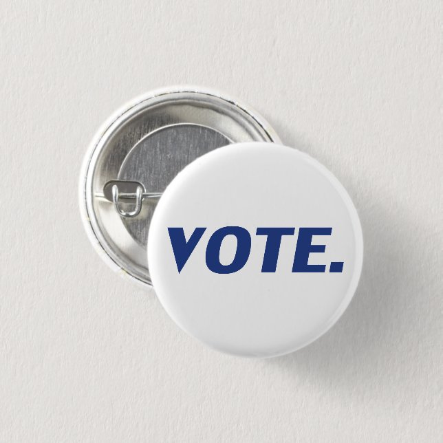 "Vote" blue letters, white background 1 Inch Round Button (Front & Back)