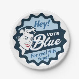Vote Blue   Paper Plate   Vintage Retro Funny