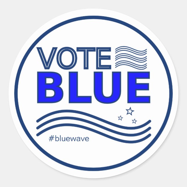 Vote Blue Political Election Campaign Message Classic Round Sticker (Front)