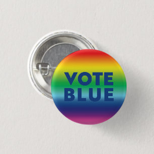 Vote Blue, pride lgbtq rainbow blue pin button