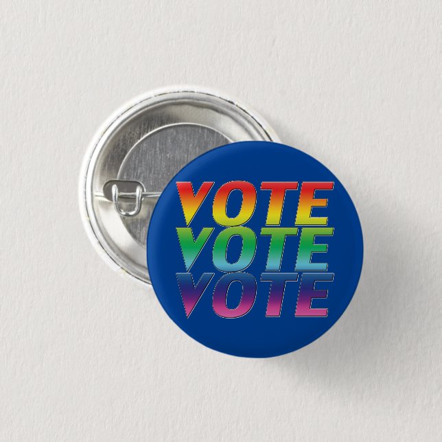 vote blue rainbow colours - Button (Front & Back)
