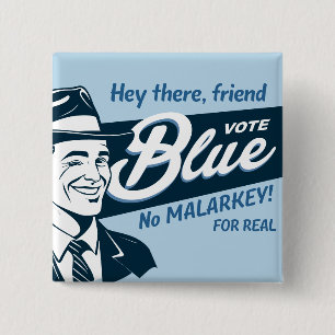 Vote Blue Retro Funny Guy Rectangle 2 Inch Square Button