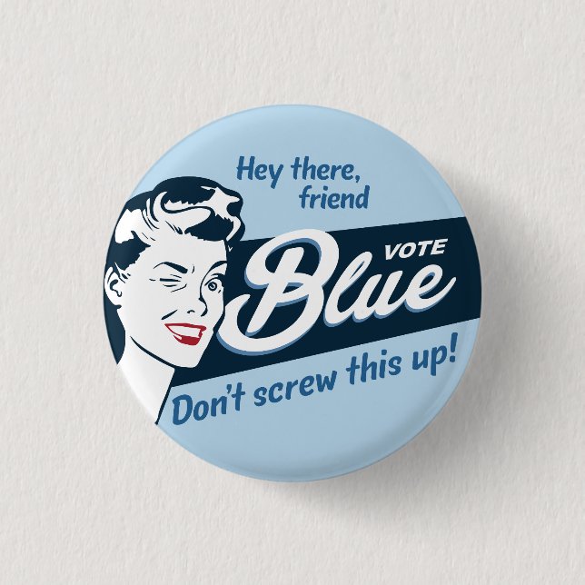 Vote Blue | Retro | Round  1 Inch Round Button (Front)