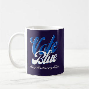 Vote Blue Retro Style Word Art  Coffee Mug