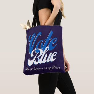 Vote Blue Retro Style Word Art  Tote Bag