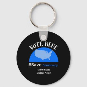 Vote Blue Save Democracy Sticker Keychain